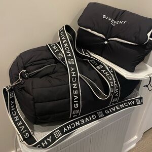 Givenchy Black Puffer Tote/ Logo Strap With Diaper Holder & Dust Bag